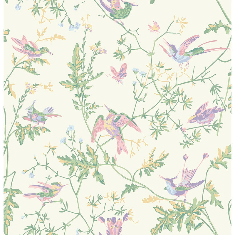 Carta da Parati "Hummingbirds Blush, Sage, & Mulberry on Cream" Selection of Hummingbirds | COLE & SON