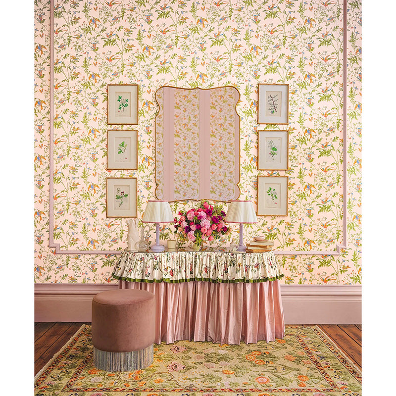 Carta da Parati "Hummingbirds Tangerine & Olive on Blush" Selection of Hummingbirds | COLE & SON