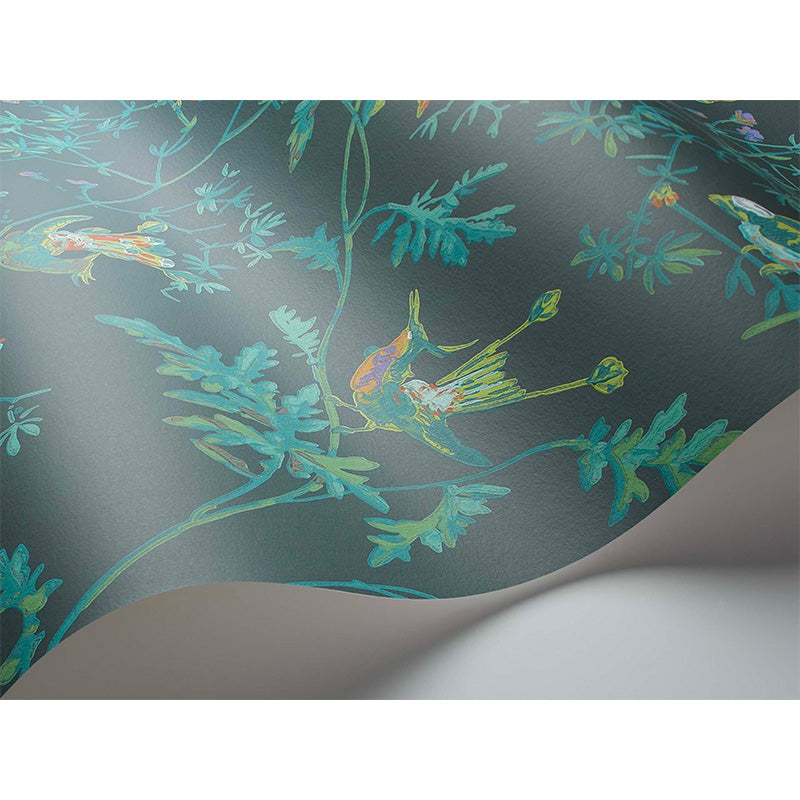 Carta da Parati "Hummingbirds Multi, Old Olive on Duck Egg Mica" Selection of Hummingbirds | COLE & SON