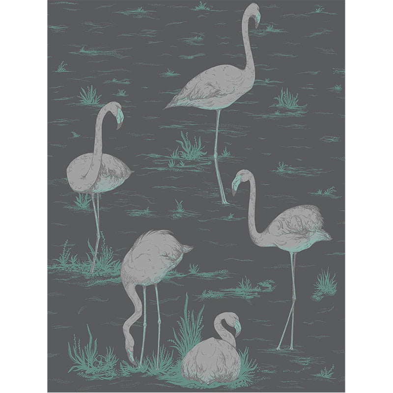 Carta da Parati "FLAMINGOS NERO & ARGENTO" The Contemporary | COLE & SON