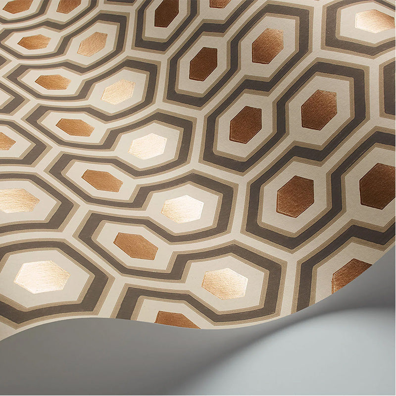 Carta da Parati "HICKS' HEXAGON BEIGE & BRONZO" The Contemporary | COLE & SON