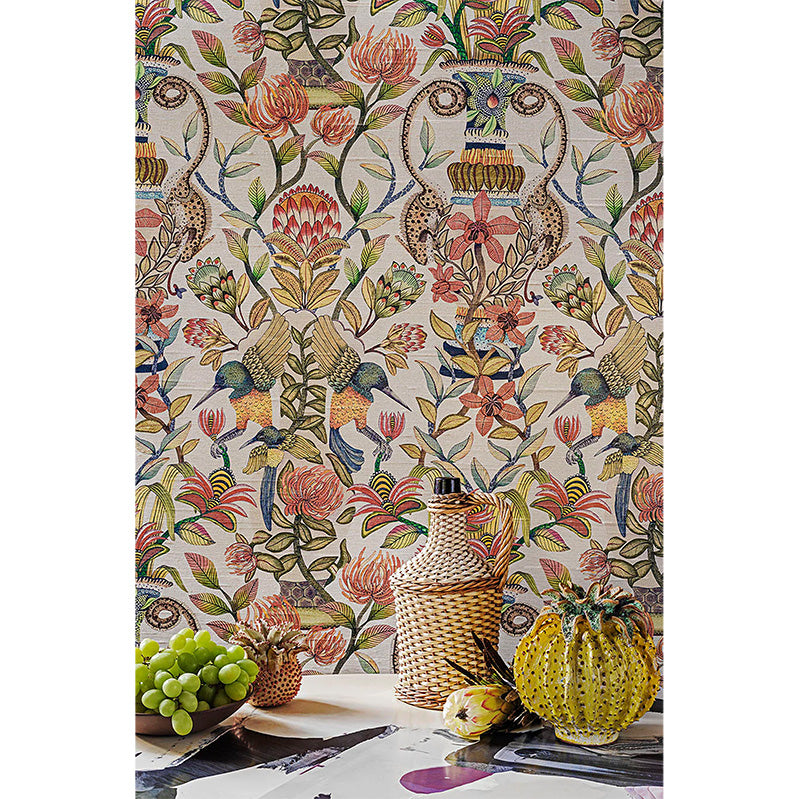 Carta da Parati IN SETA "PROTEA GARDEN SILK BIANCO" Jabula-Ardmore | COLE & SON