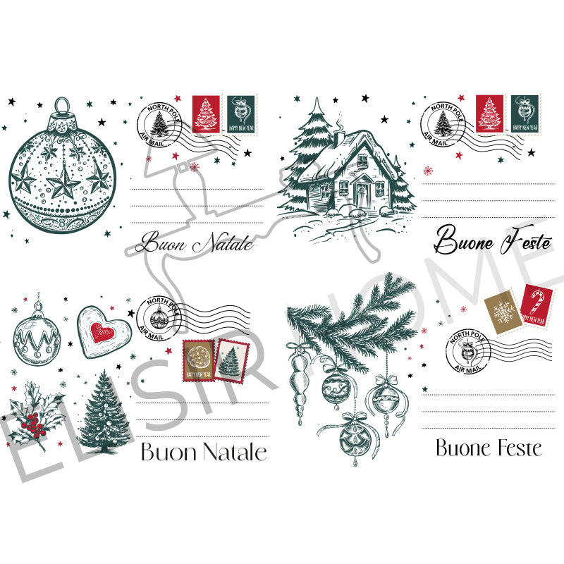 Stampa Trasferibile "NATALE, Cartoline di Natale" 28x40 cm