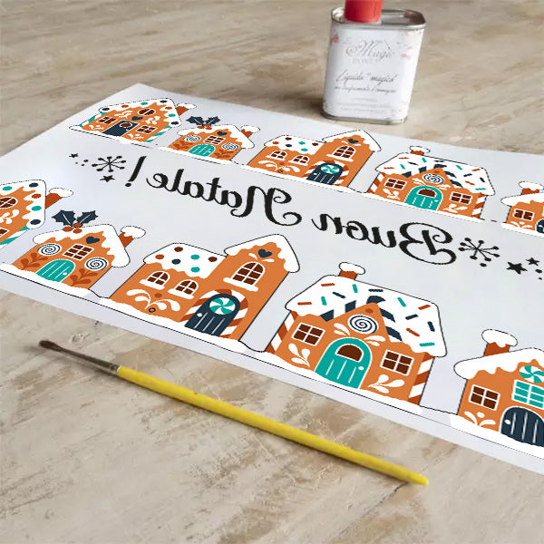 Stampa Trasferibile "NATALE, Casette di Natale" 28x40 cm