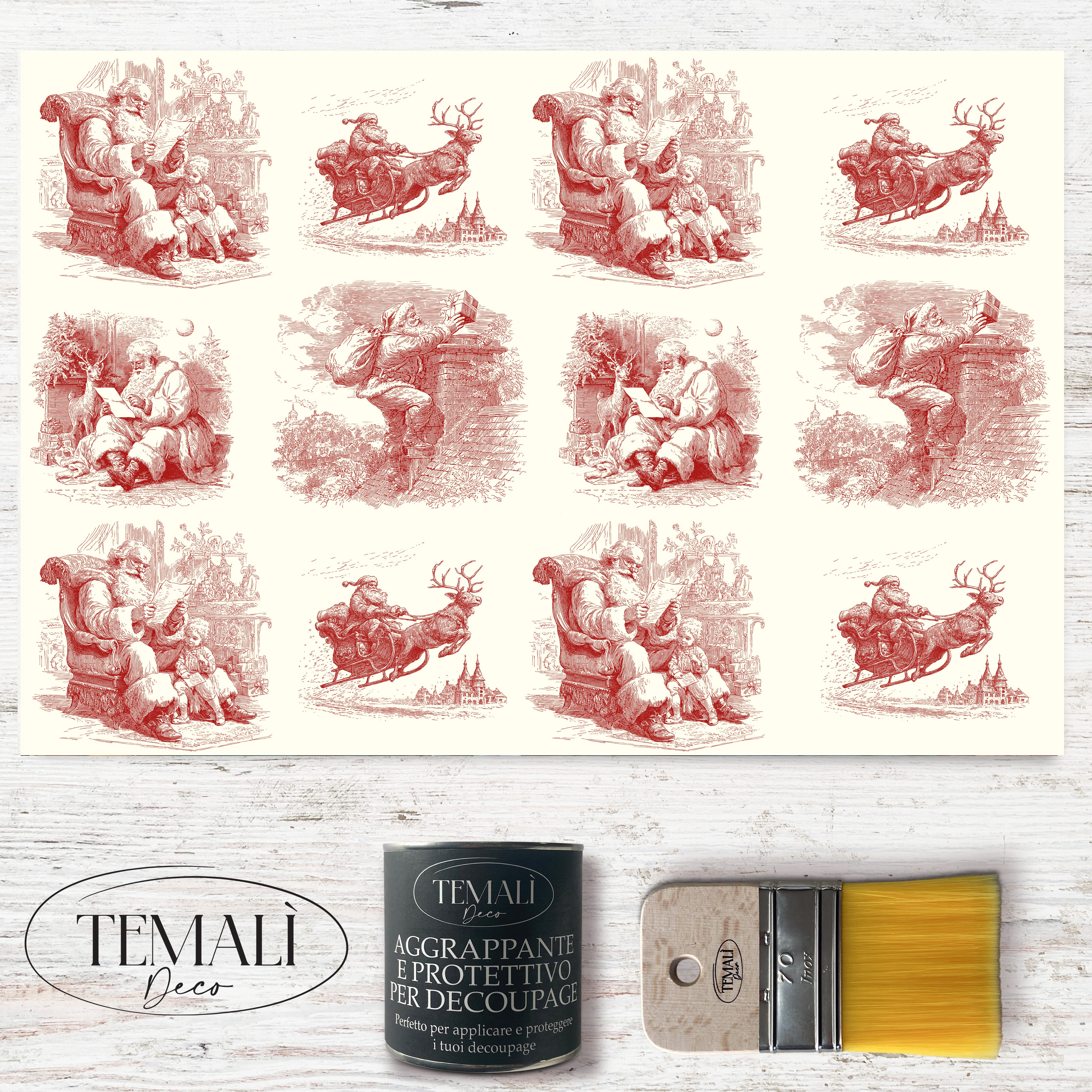 Dècoupage "Christmas Toile" Rosso