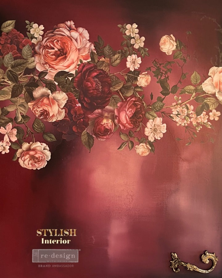 Redesign Decor Transfers – "Scarlet Embrace” 4 fogli 61×89cm