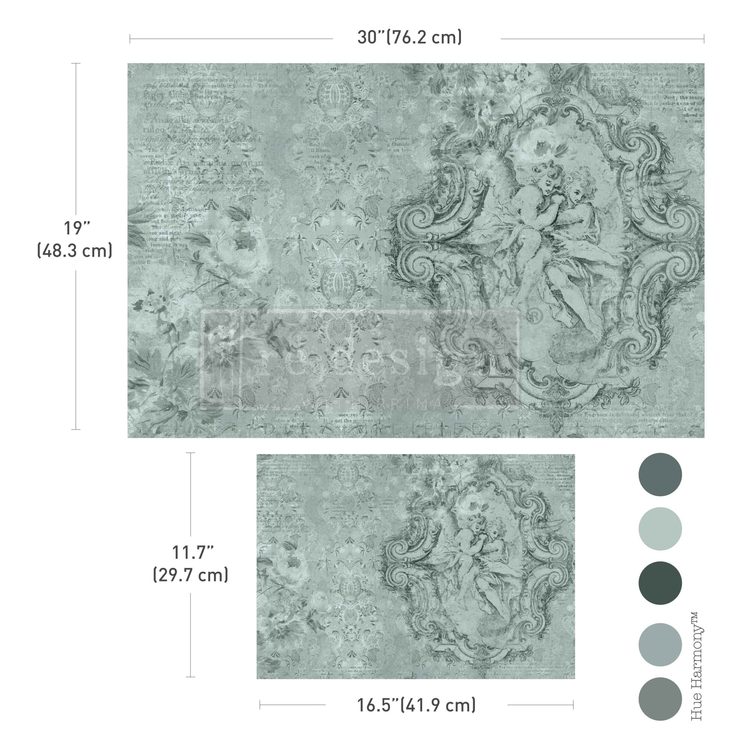 Carta da Découpage Double "Jardin Des ChéRubins" in Tessuto 2 fogli 48.3 × 76.2 cm - 29.7 × 41.9 cm