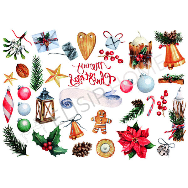 Stampa Trasferibile "NATALE, FANTASIA DELLE FESTE" 28x40 cm