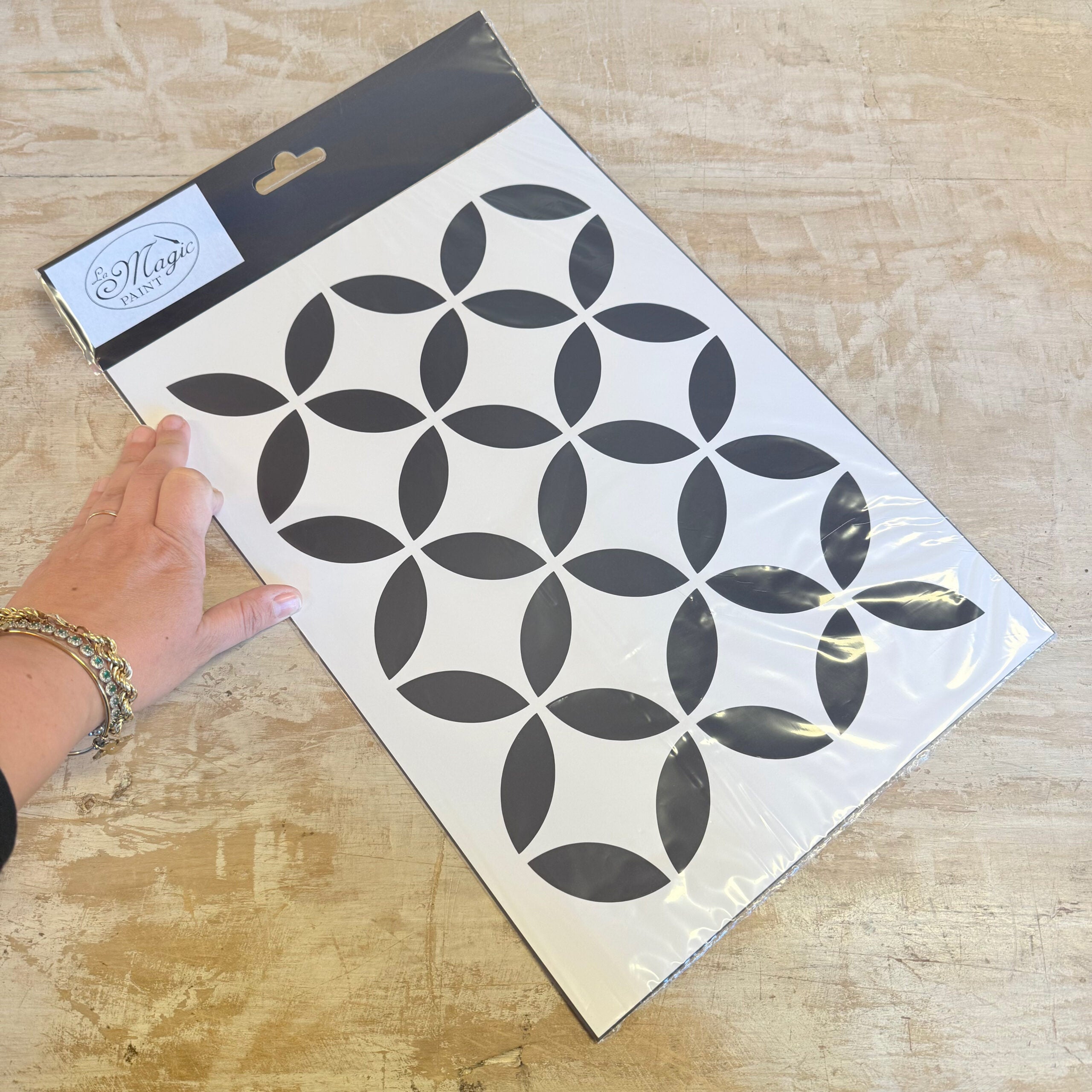 Stencil “Pattern cerchi e rombi”, Magic Paint, riutilizzabile, 44x27cm