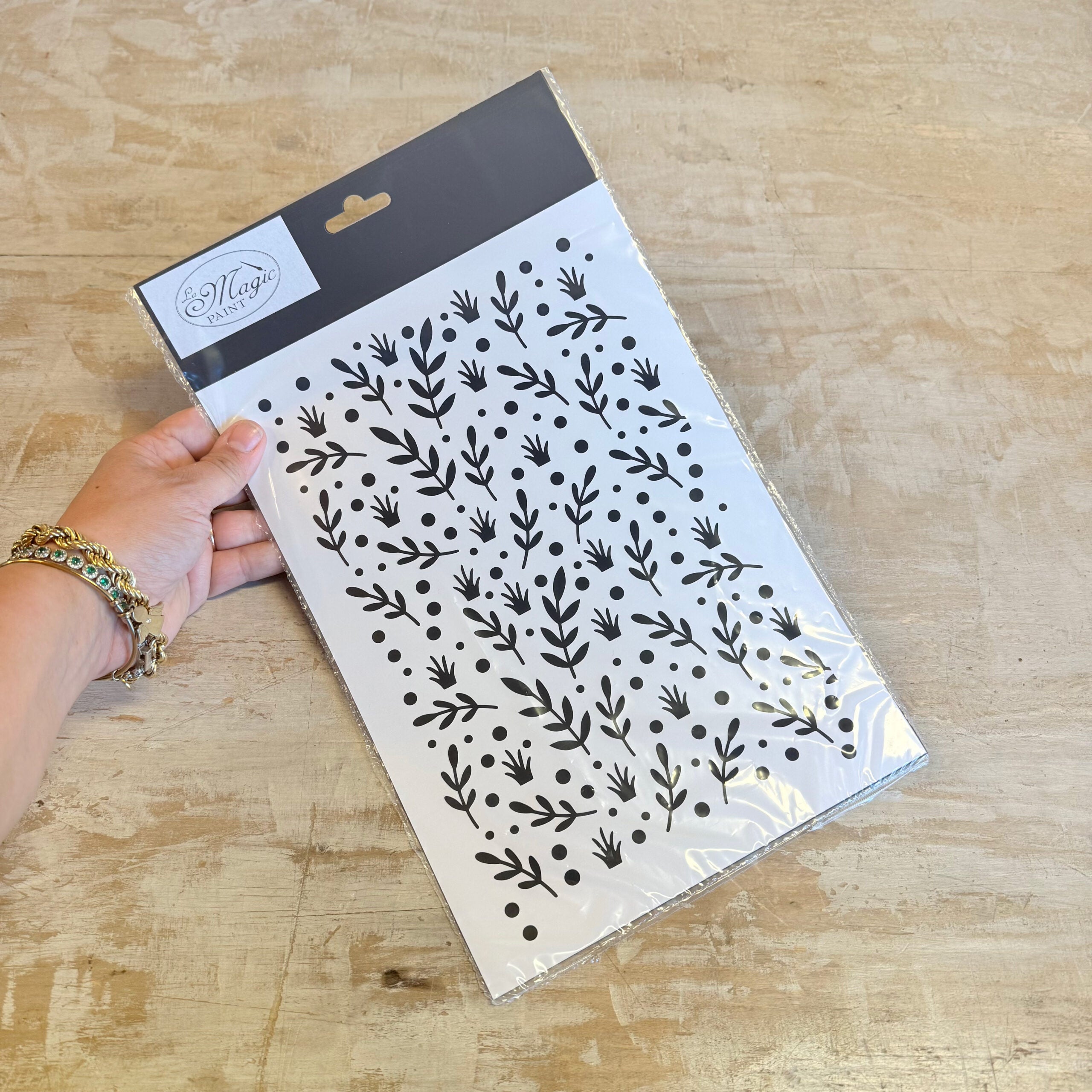 Stencil "Piante a pois" Magic Paint, riutilizzabile 21x29,7 cm