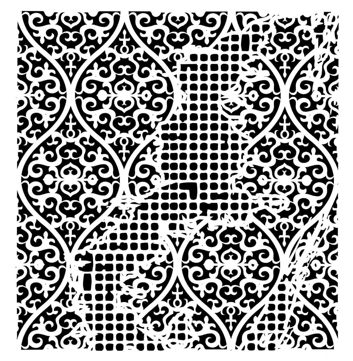 Posh Chalk Stencil Aged Wallpaper 50x50cm - WoodUbend