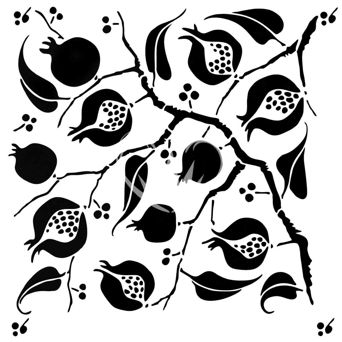 Elegant Chalk Template "Pomegranate Tree" 30x30cm - WoodUbend