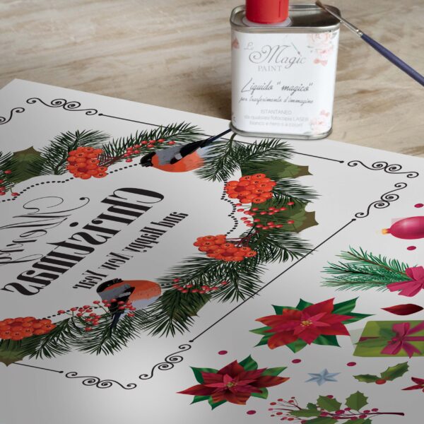 Stampa Trasferibile "NATALE, RED BERRIES" 28x40 cm