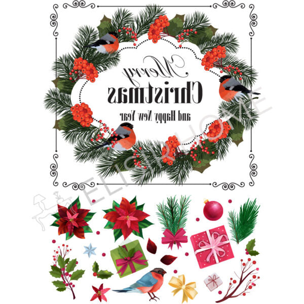 Stampa Trasferibile "NATALE, RED BERRIES" 28x40 cm