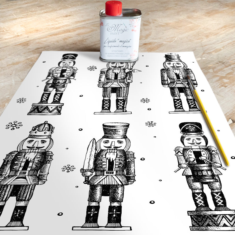 Stampa Trasferibile "NATALE, Schiaccianoci in bianco e nero" 28x40 cm