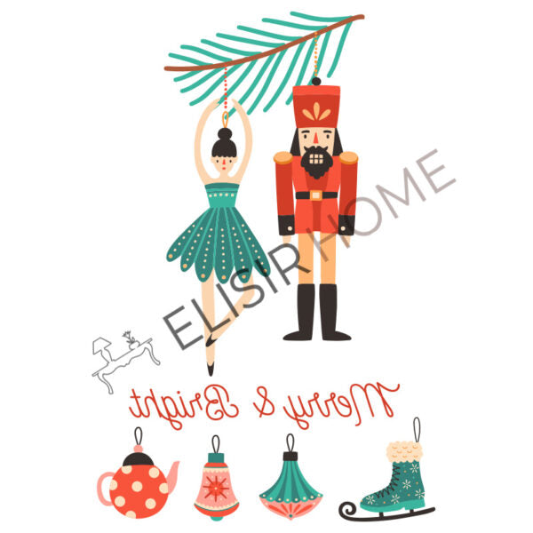 Stampa Trasferibile "NATALE, Merry & Bright" 28x40 cm