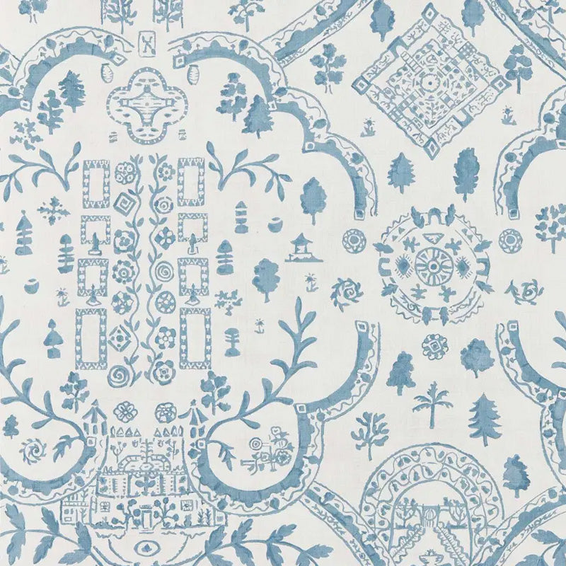 Carta da parati "Topiary View azzurra" - Highgrove - SANDERSON