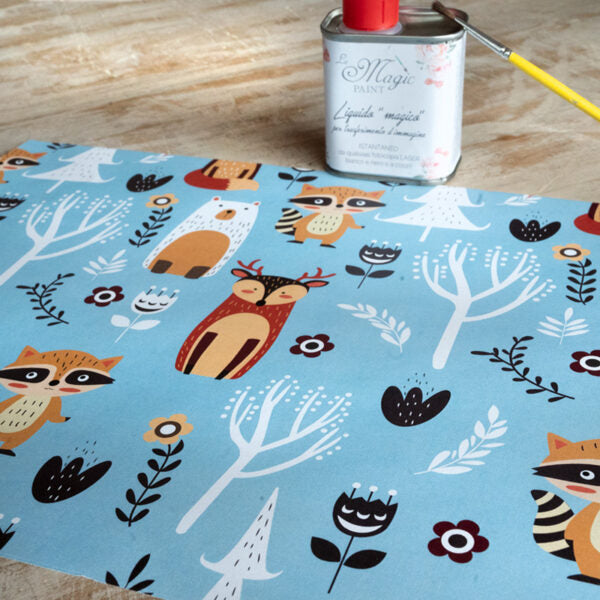 Stampa Trasferibile "BABY, LIGHTBLUE FOREST" 28x40 cm