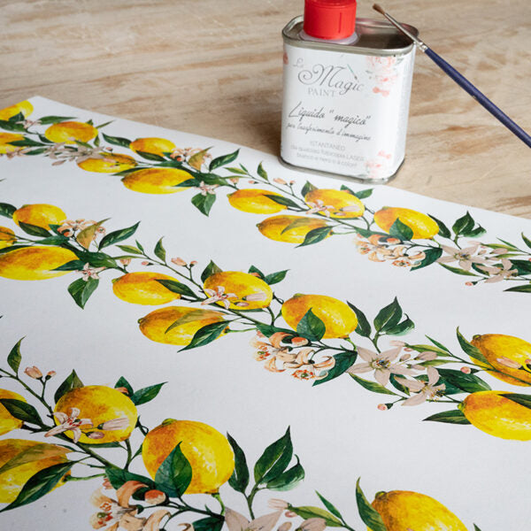 Stampa Trasferibile "FANTASIA, GHIRLANDA LIMONI" 28x40 cm