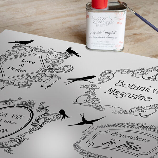 Stampa Trasferibile "SCRIPT, ELEGANT FRAME" 28x40 cm