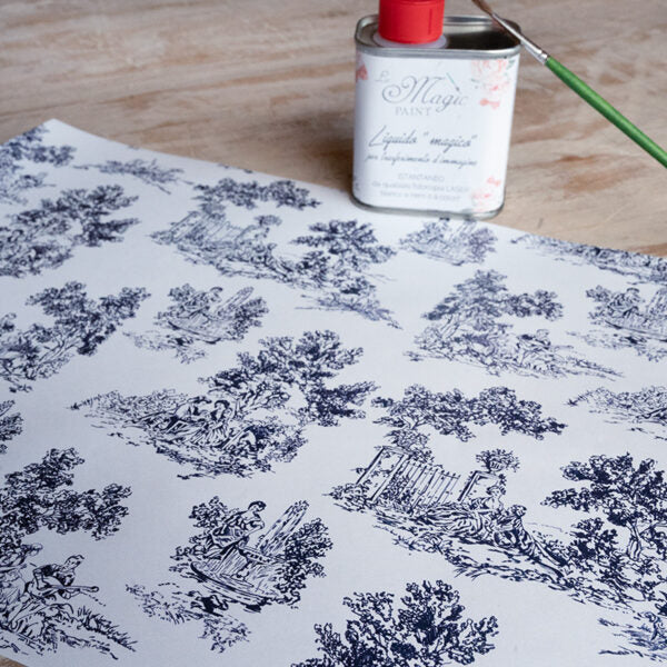 Stampa Trasferibile "TOILE DE JOUY, BLU" 28x40 cm