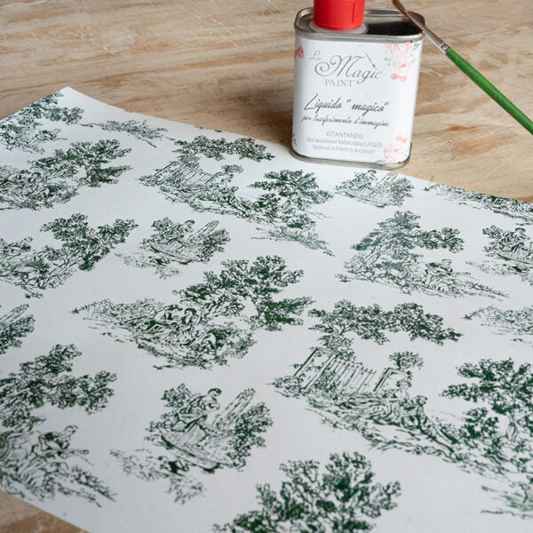 Stampa Trasferibile "TOILE DE JOUY, VERDE" 28x40 cm