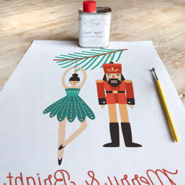 Stampa Trasferibile "NATALE, Merry & Bright" 28x40 cm