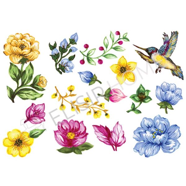 Stampa Trasferibile "PRIMAVERA, PAINTED FLOWER" 28X40 cm