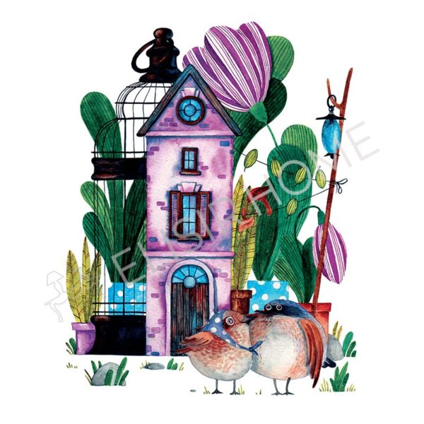 Stampa Trasferibile "PRIMAVERA, SWEET BIRDS HOME" 28X40 cm