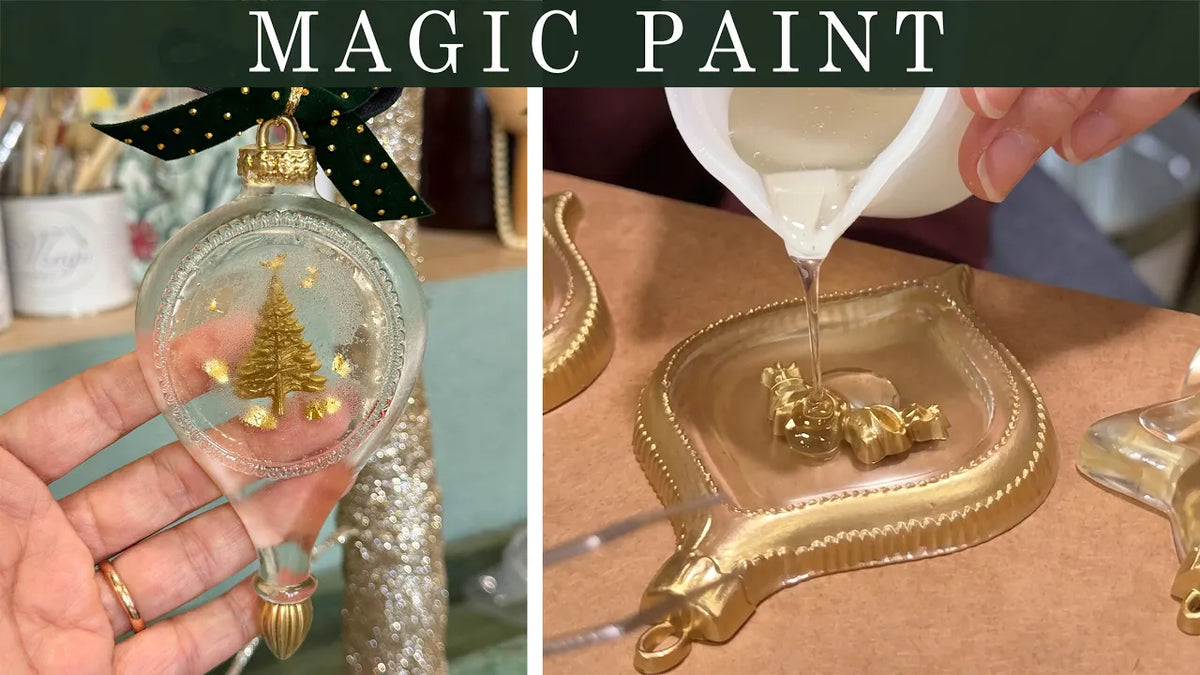 Decorazioni natalizie in resina fatte a mano con stampi ReDesign with Prima e colori Magic Paint