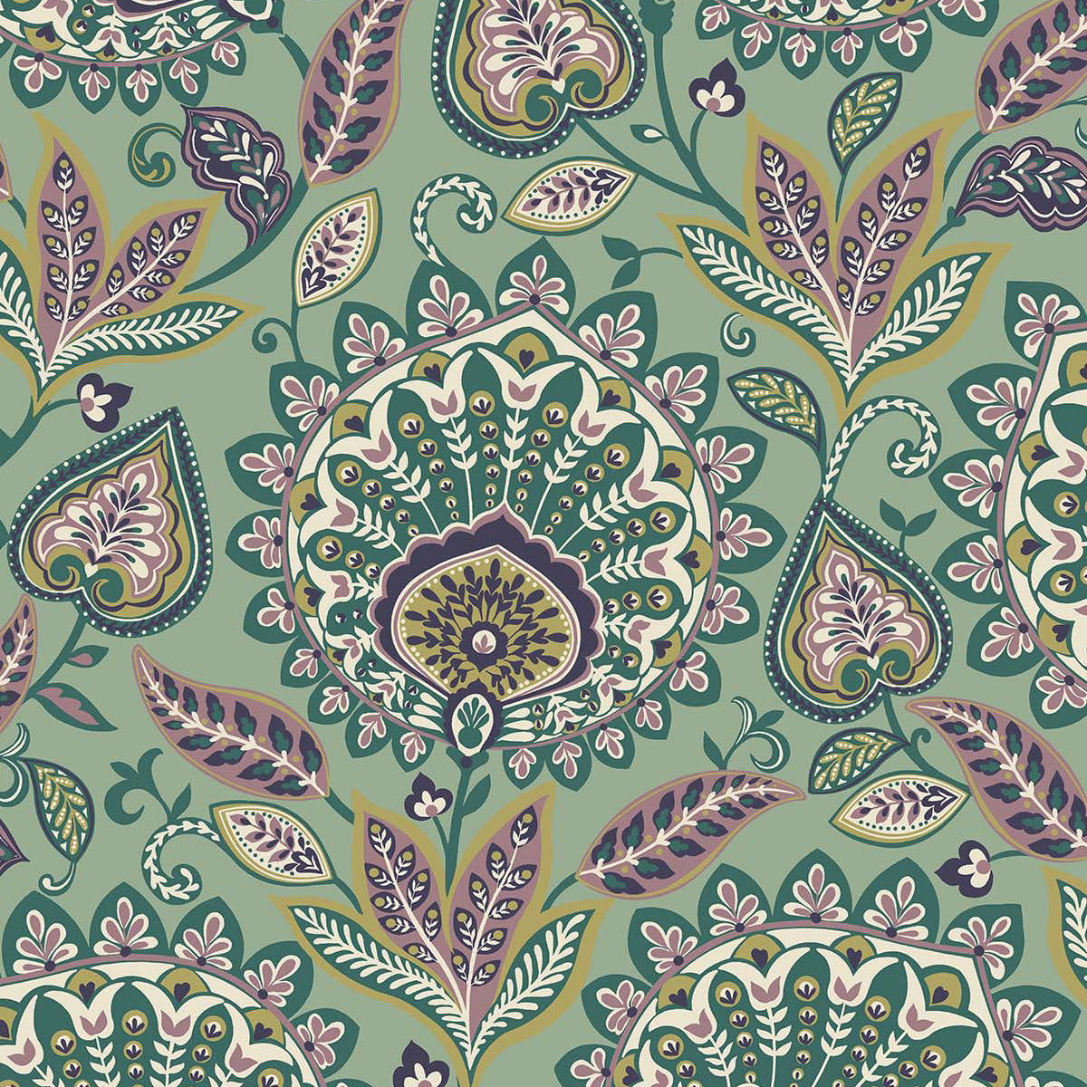 Carta da parati "Sheffield Verde/Rosa" - WALLQUEST | MULBERRY TREE