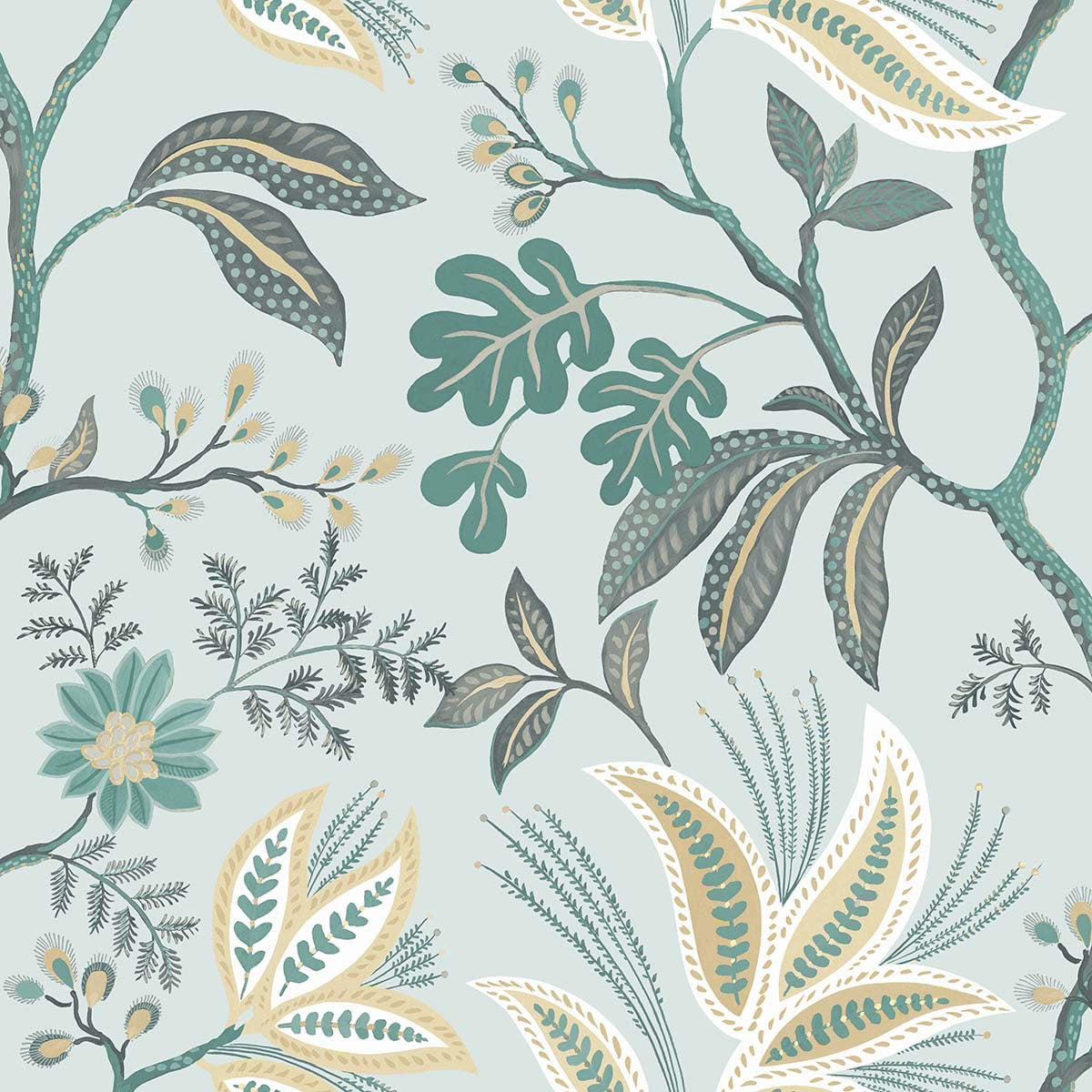 Carta da parati "Kew Azzurro/verde" - WALLQUEST | MULBERRY TREE