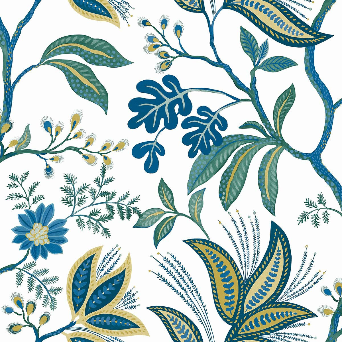 Carta da parati "Kew Bianco/blu" - WALLQUEST | MULBERRY TREE