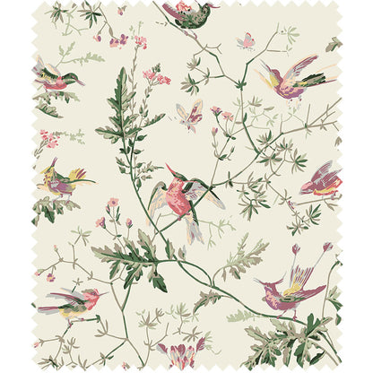 TESSUTO "Hummingbirds Cotton Classic Multi & Old Olive on Cream" - The Contemporary - Cole & Son