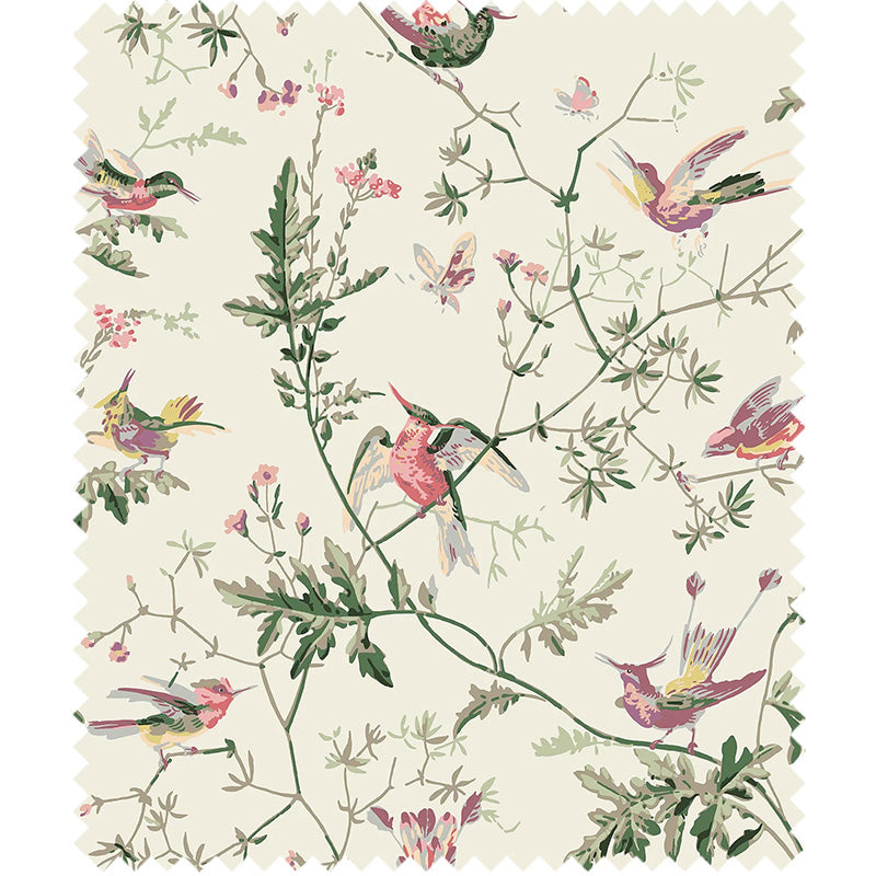TESSUTO "Hummingbirds Cotton Classic Multi & Old Olive on Cream" - The Contemporary - Cole & Son