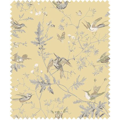 TESSUTO "Hummingbirds 100% Silk Gold & Soft Grey" - The Contemporary - Cole & Son