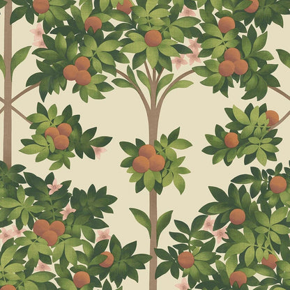 Papel pintado "Flor de azahar naranja y verde" | COLE & SON