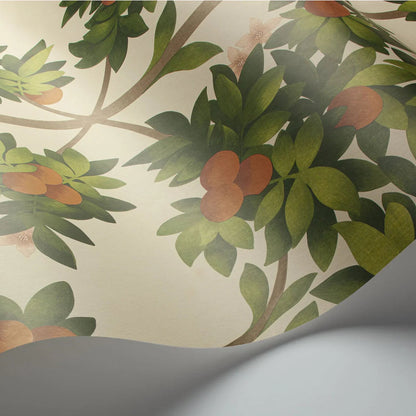 Papel pintado "Flor de azahar naranja y verde" | COLE & SON