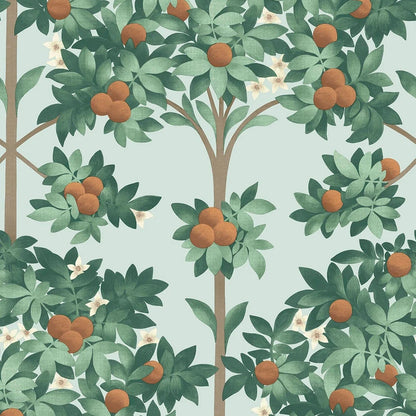 Papel pintado “Flor de azahar celeste y naranja” | COLE & SON
