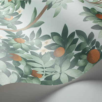 Papel pintado “Flor de azahar celeste y naranja” | COLE & SON