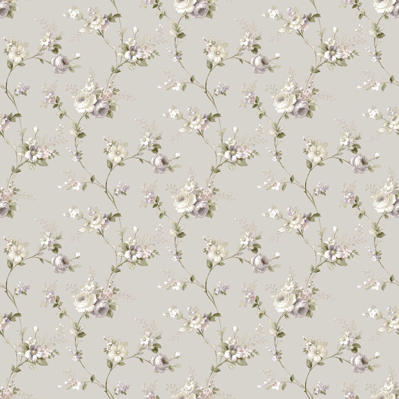 Carta da parati "Chaîne de Fleurs Gris" a metraggio o rotolo