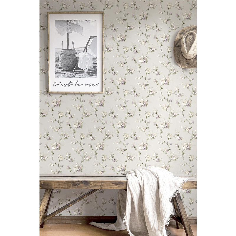 Carta da parati "Chaîne de Fleurs Gris" a metraggio o rotolo