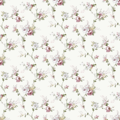 Carta da parati "Chaîne de Fleurs Blanche" a metraggio o rotolo