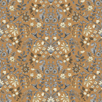 Carta da parati "Esplosione Floreale Marrone" a metraggio o rotolo