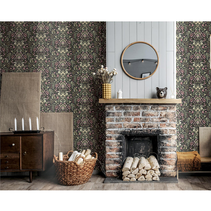 Carta da parati "Esplosione Floreale Oscura" a metraggio o rotolo