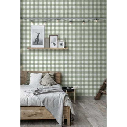 Carta da parati "Granny Pic-Nic Green" a metraggio o rotolo