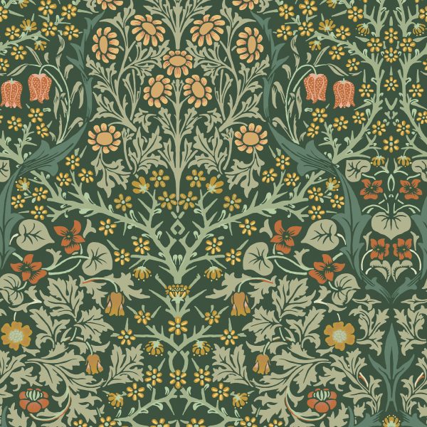 Carta da Parati "Blackthorn Deep Green" Morris at home