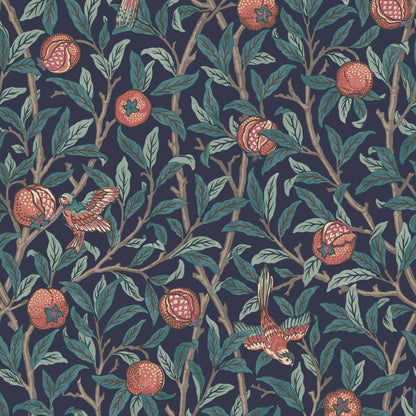 Carta da Parati "Bird & Pomegranate Navy Blue" Morris at home