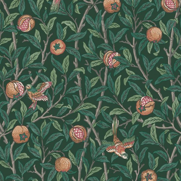 Carta da Parati "Bird & Pomegranate Deep Green" Morris at home