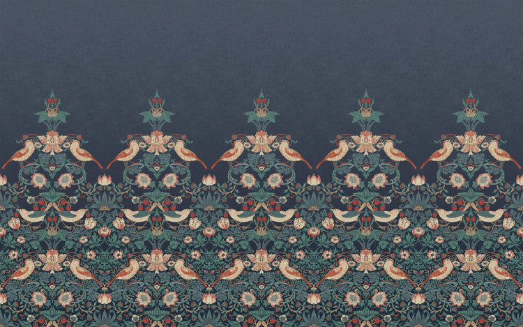 Carta da parati "Strawberry Thief Mural blu" - Morris at home